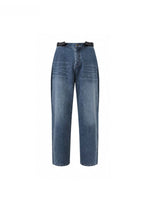 Adjustable Buckle Washed Denim Pants
