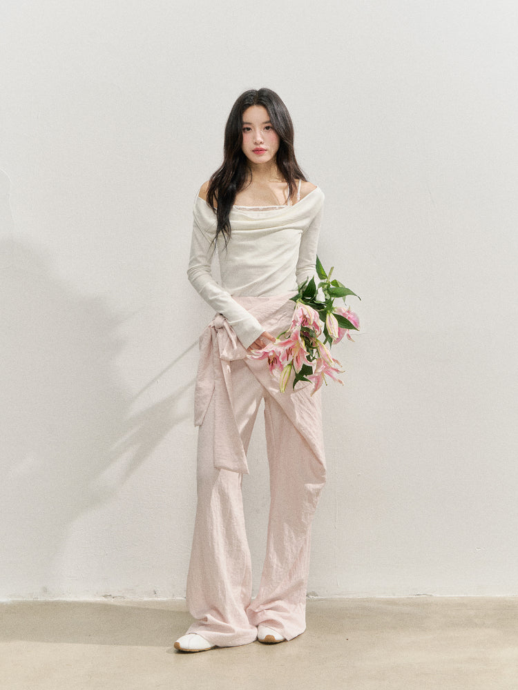 Creamy Pink Apron-Designed Sun-Protective Pants