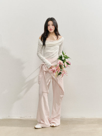 Creamy Pink Apron-Designed Sun-Protective Pants