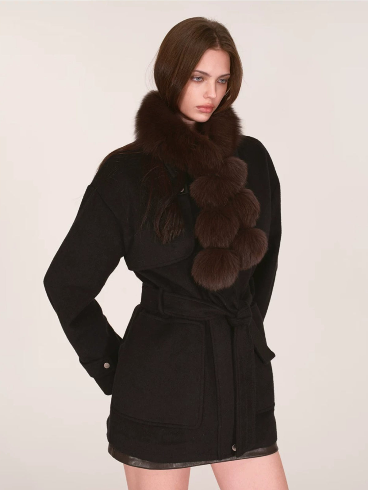 Luxurious Fox Fur Pom Pom Scarf