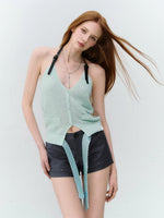 Icy Knit Halter V-neck Top