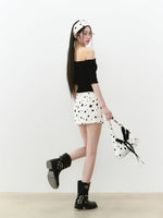 One-Shoulder Acetate Mid-Sleeve T-shirt