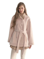 Plaid-Collar Double-Breasted Wool Coat
