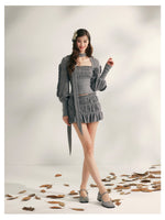 Pleated Ruffle Knit Top & Skirt Set