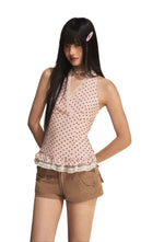 Pink Lace Halter Tank Top