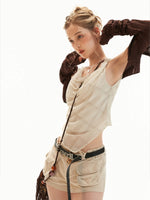 Asymmetric Pearl Chiffon Layered Top