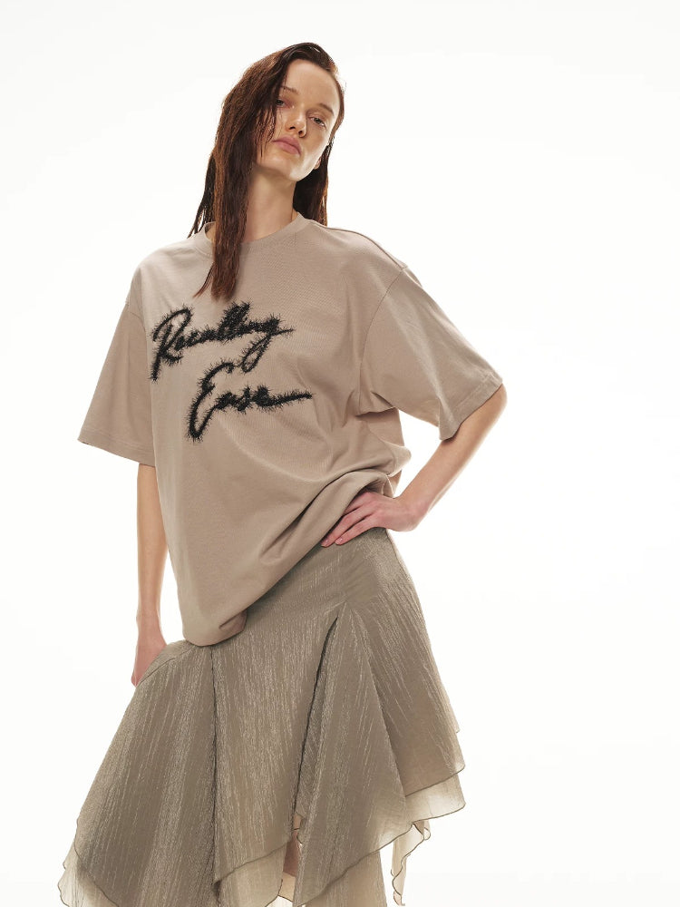 Shimmer Embroidery Oversize Tee