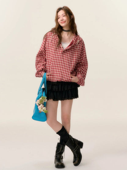 Lace Trim A-line Tulle Skirt