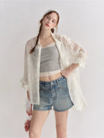 Embroidered Eyelet Cover-Up Shirt