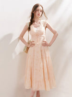 Apricot Orange Eyelet Tiered Dress