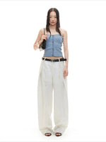 White Linen Wide Pants
