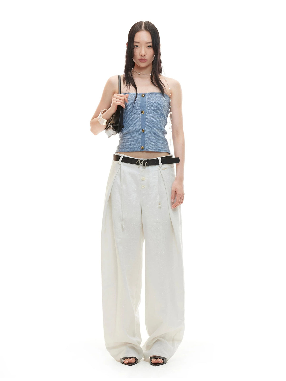 White Linen Wide Pants