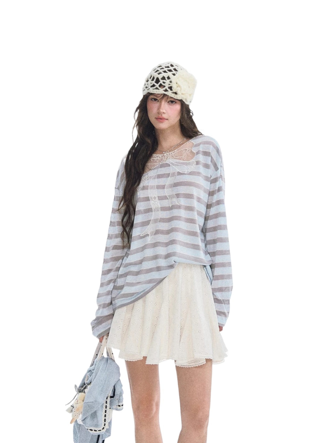 Lace Bow Stripe Top