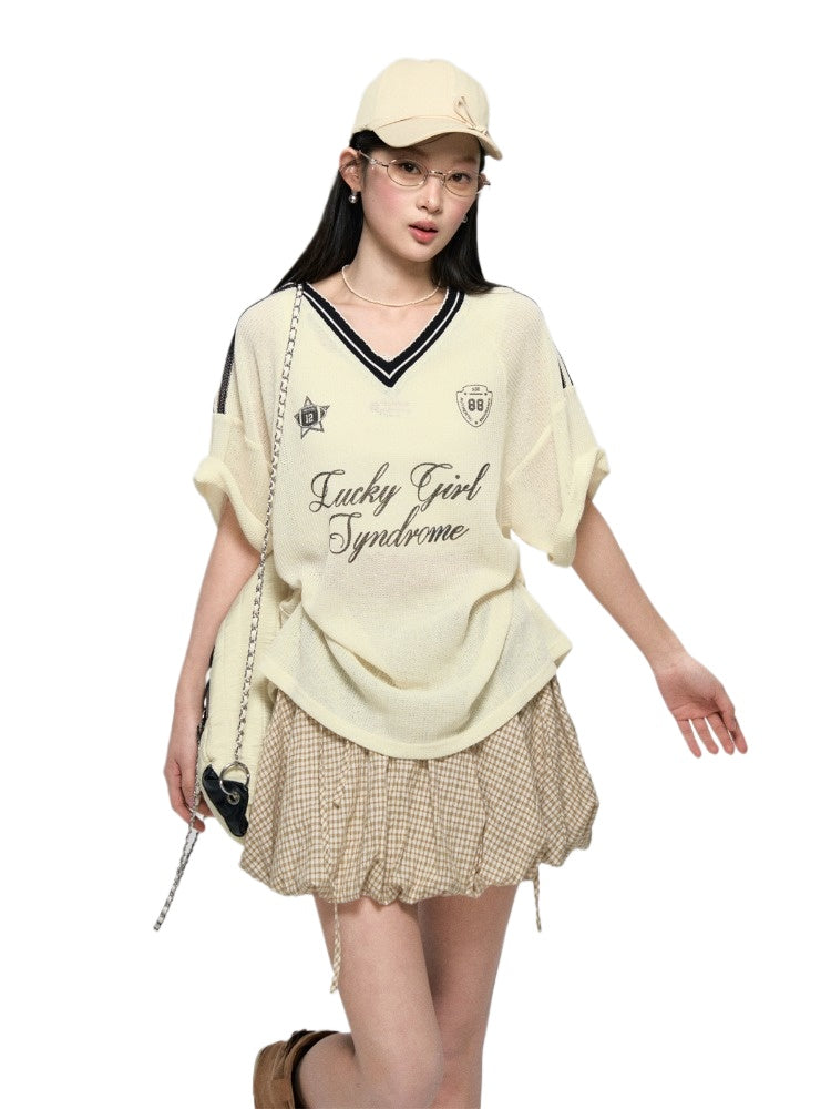 Textured Contrast Trim Sports T-shirt