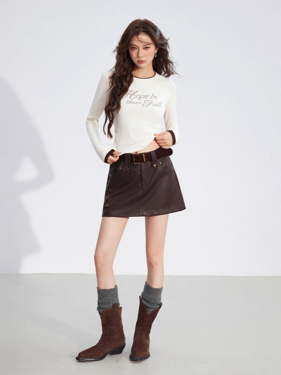Studded Faux Leather A-Line Skirt