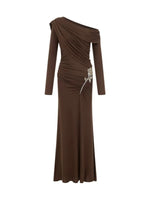 Asymmetric Off-Shoulder Wool Dress