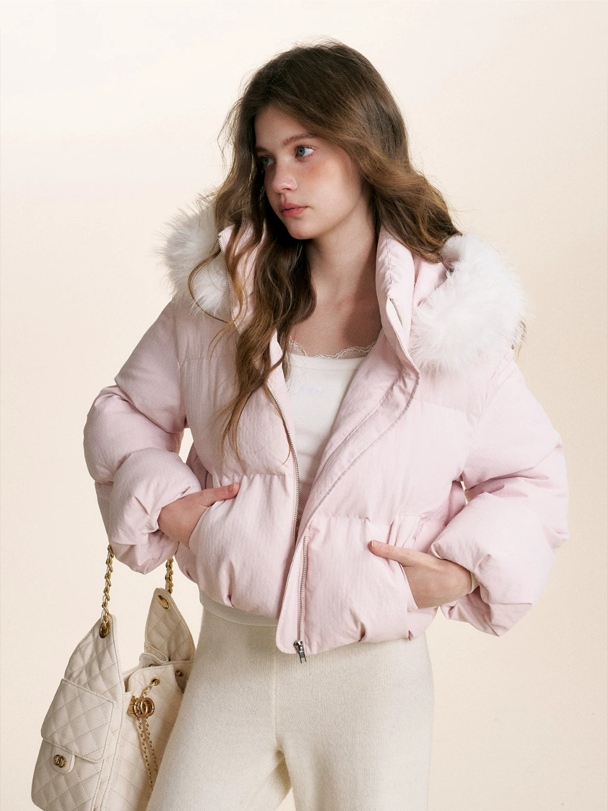 Fur Trim Hooded Down Jacket