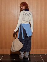 Plaid Double-Waist Relaxed Straight Pants