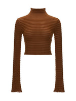 Mock Neck Cropped Long Sleeve Top