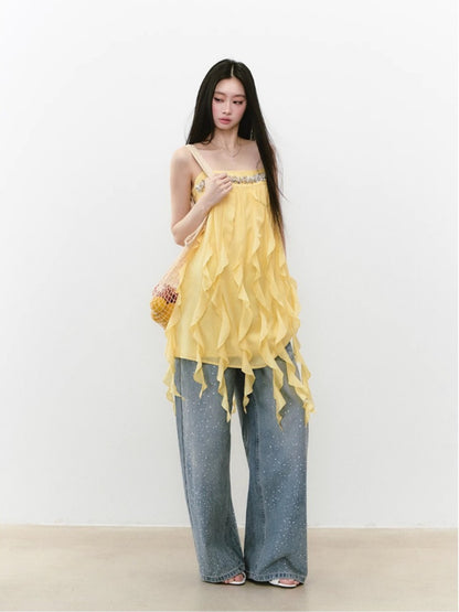 Beaded Flowing A-line Acetate Dress