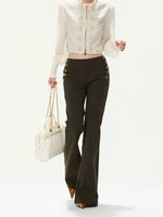 Metal Button Flare Pants