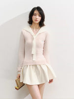Navy Collar Knit Blouse