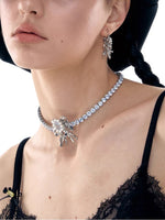 Vintage Bow Pearl Zircon Choker