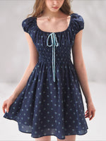 French Floral Tie Waist Dress