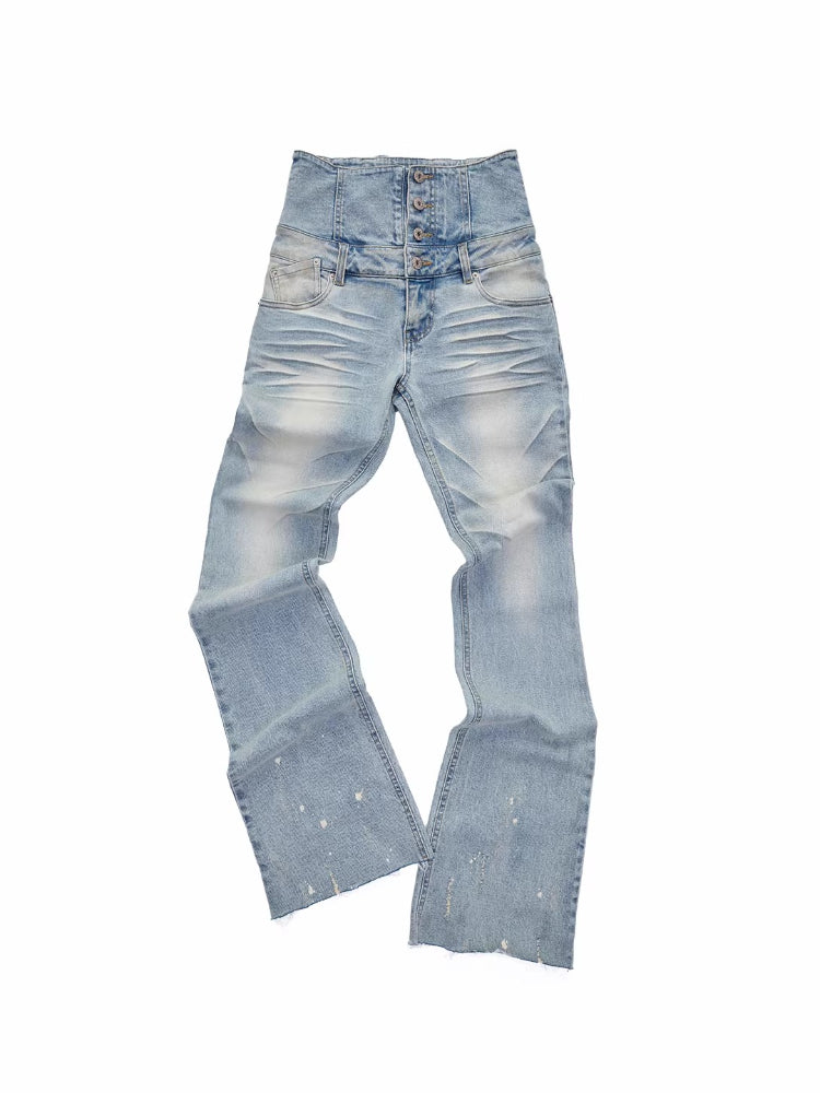 Washed High Waist Flare Jeans