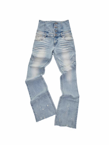 Washed High Waist Flare Jeans
