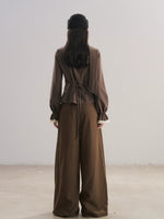 V-Neck Scarf Collar Blouse