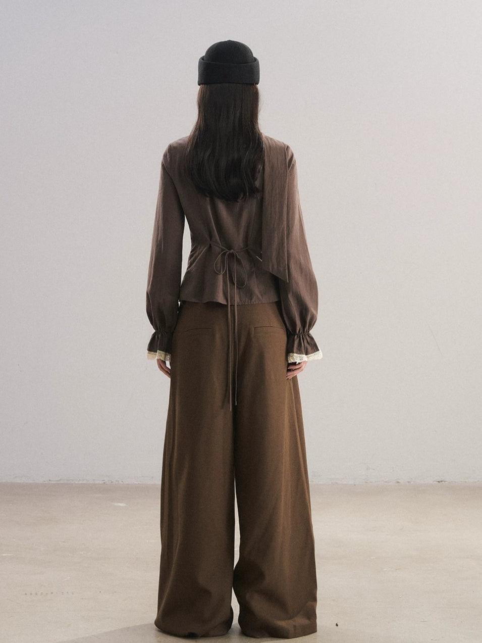 V-Neck Scarf Collar Blouse