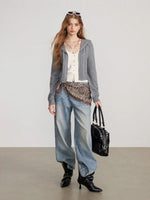 Contrast Collar Layered Knit Sweater