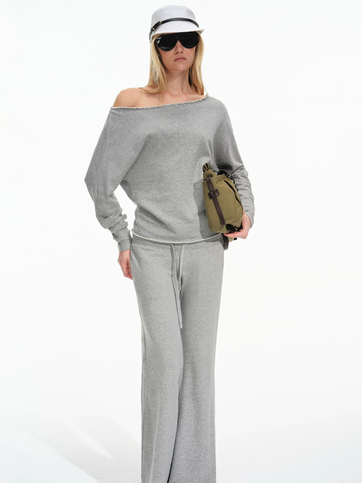 Off-Shoulder Sweatshirt &amp; Flared Pants Set
