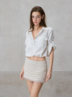 Drawstring Striped Shirt