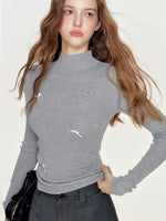 Wool Bow Turtleneck Top