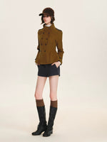 Belted Wool Blend Tailored Shorts