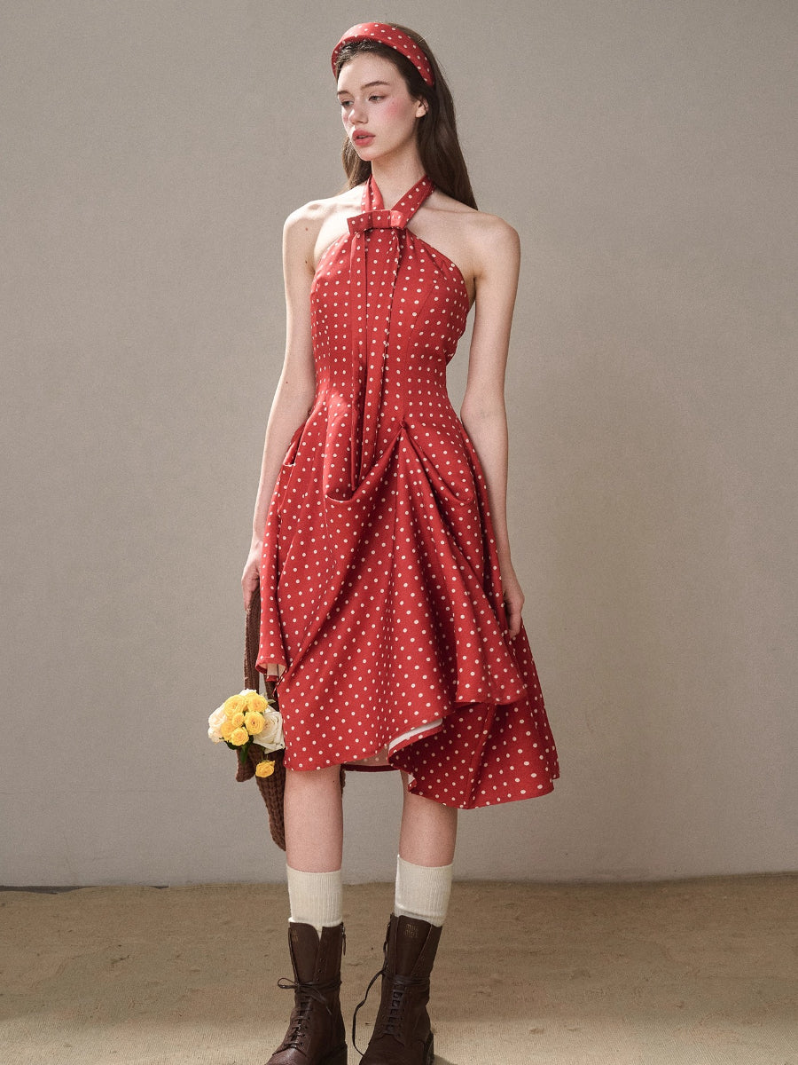 Berry Bordeaux Red Halter Dress