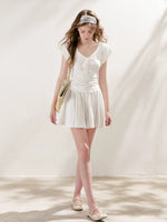 Lace-Trim Tie-Front T-Shirt & Skort Set