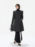 Detachable Scarf Double Breasted Wool Coat