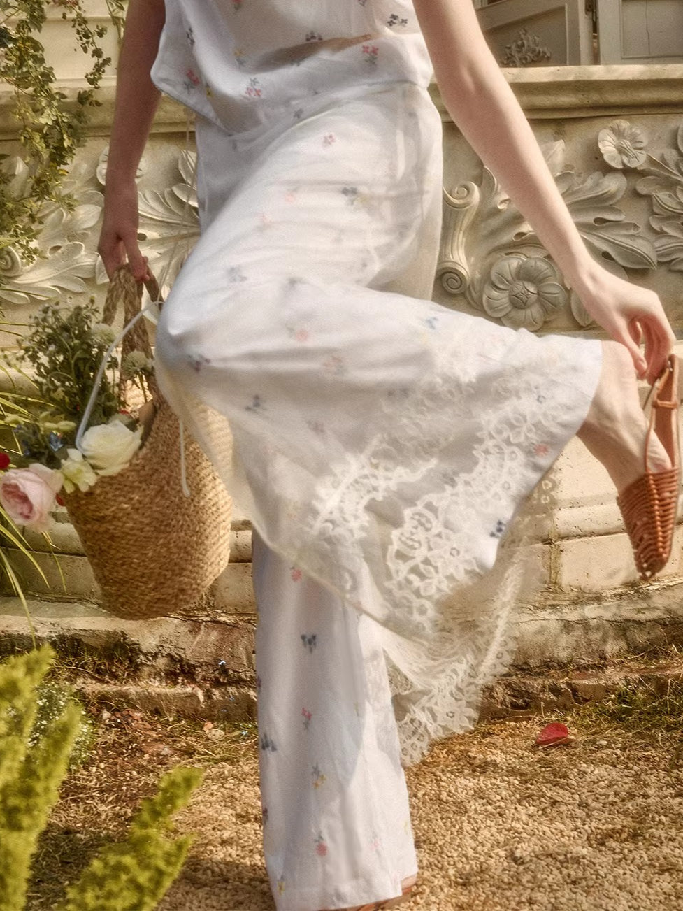 Linen Embroidered Three-Piece Set