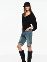 Washed Denim Shorts