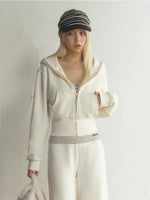 Cropped Hooded Sweatshirt Jacket