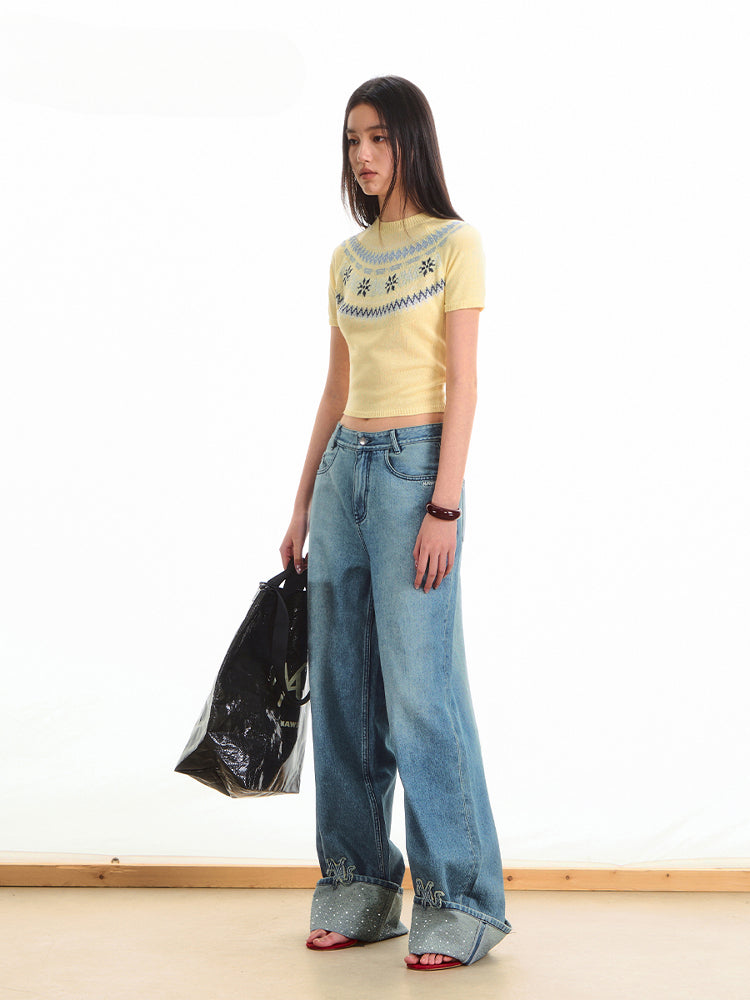 Fair Isle Jacquard Knit T-shirt