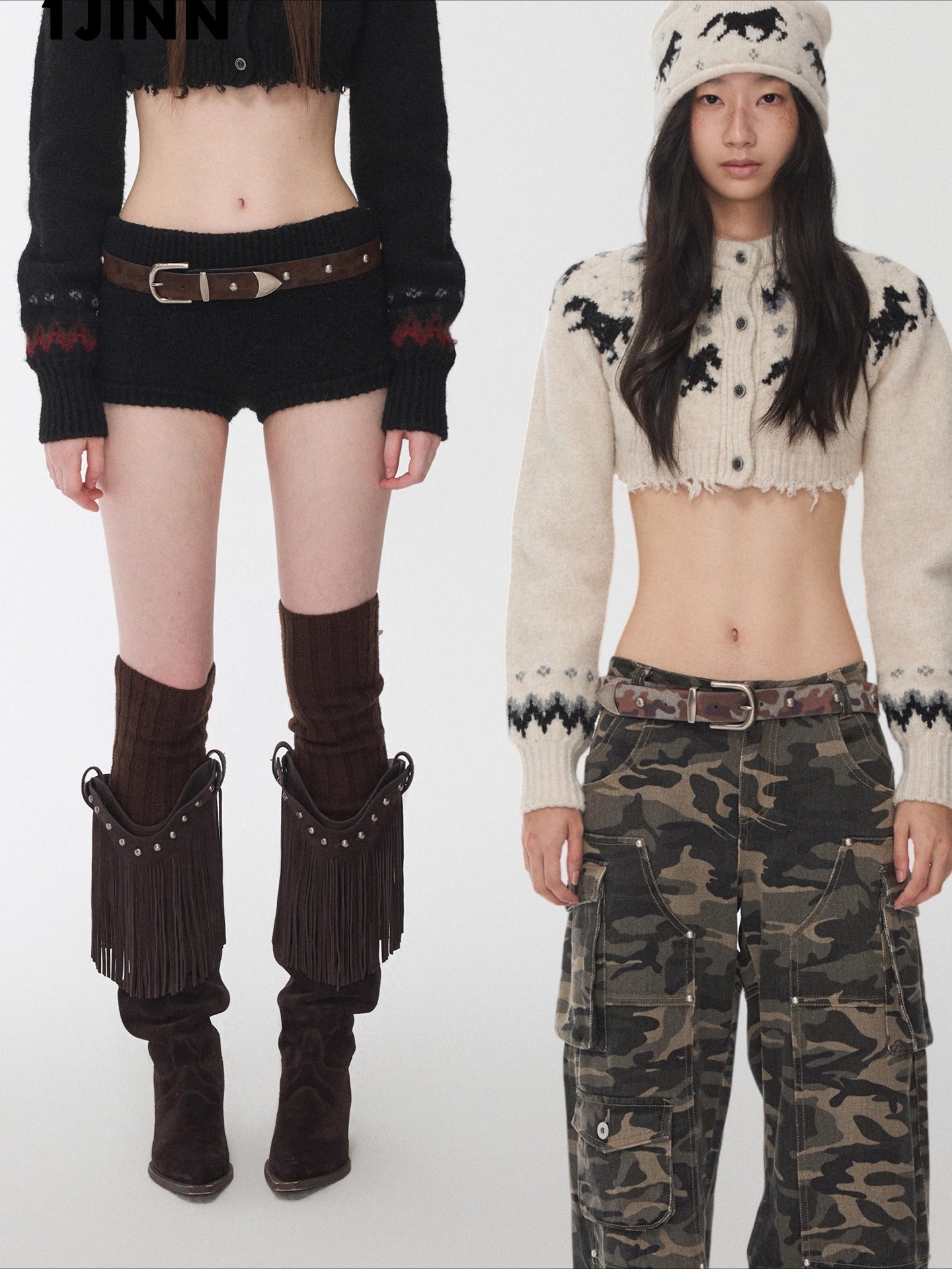 Camo Pony Hair Studded Belt