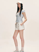 Low Rise Denim Shorts