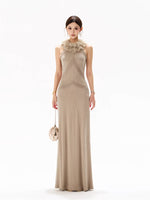 Ruffle Halter Knit Maxi Dress