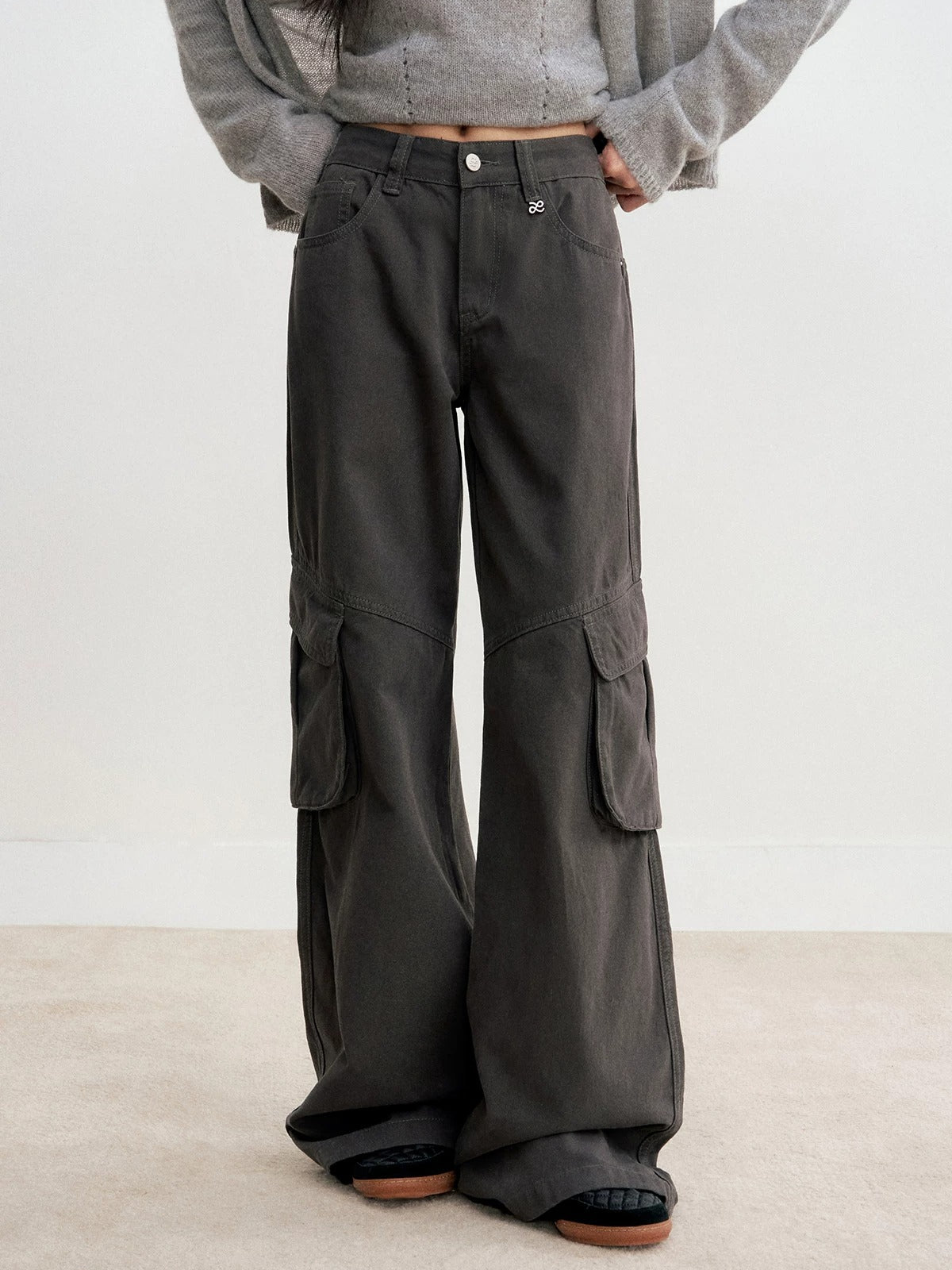 High Waist Cotton Cargo Pants