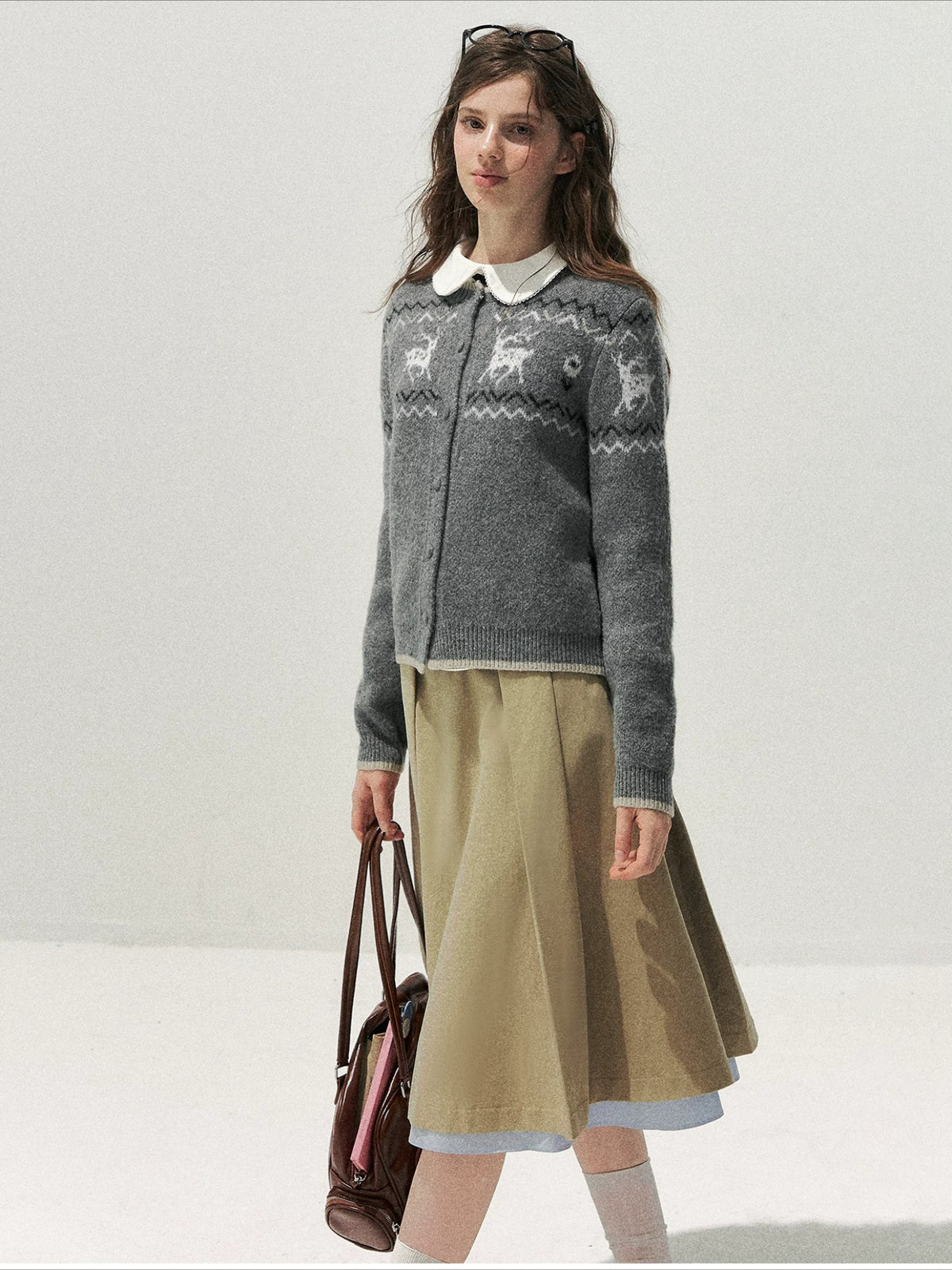 Deer Fair Isle Knit Cardigan
