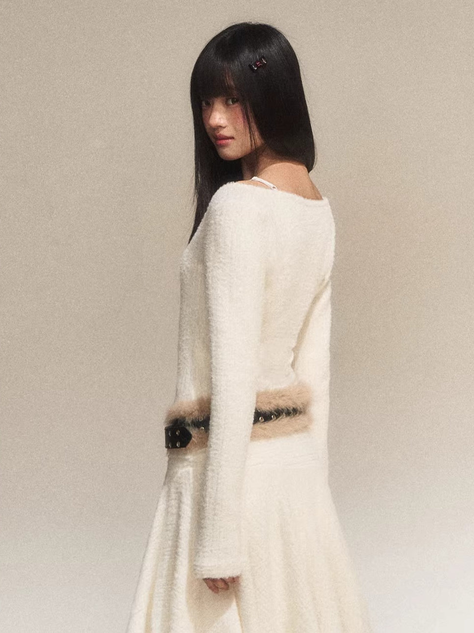 Lace Panel Faux Layer Knit Top